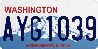 WA license plate AYG1039