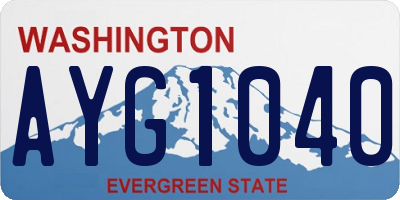 WA license plate AYG1040