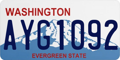 WA license plate AYG1092