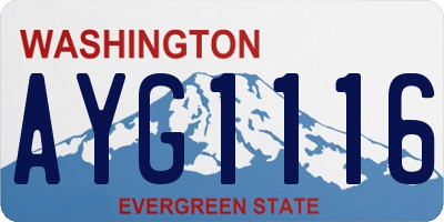 WA license plate AYG1116