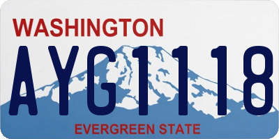 WA license plate AYG1118