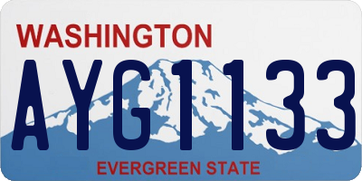 WA license plate AYG1133