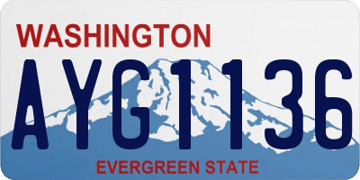 WA license plate AYG1136