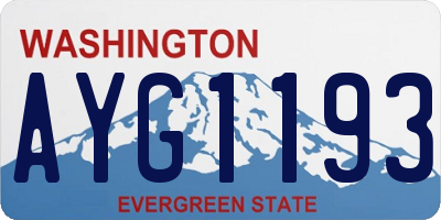WA license plate AYG1193