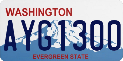 WA license plate AYG1300