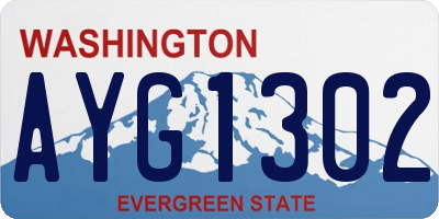 WA license plate AYG1302
