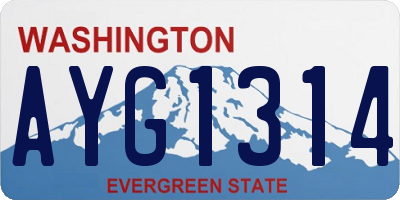 WA license plate AYG1314