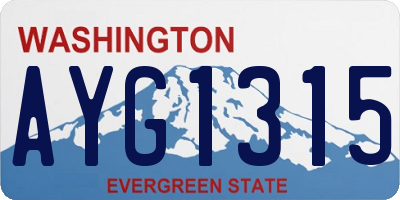 WA license plate AYG1315