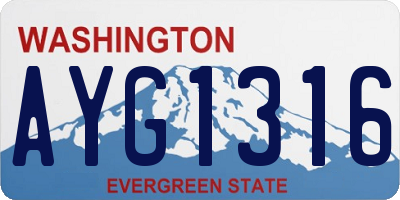 WA license plate AYG1316