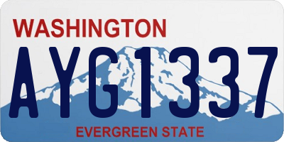 WA license plate AYG1337
