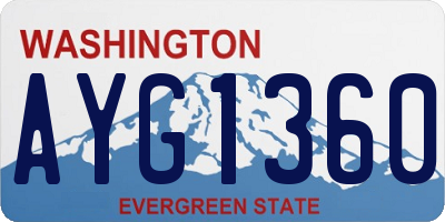 WA license plate AYG1360