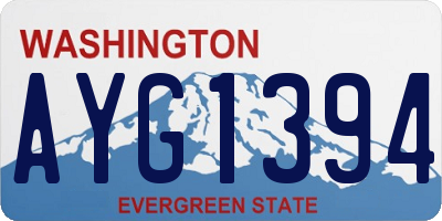 WA license plate AYG1394