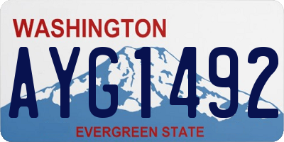 WA license plate AYG1492