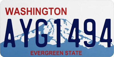 WA license plate AYG1494