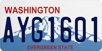 WA license plate AYG1601