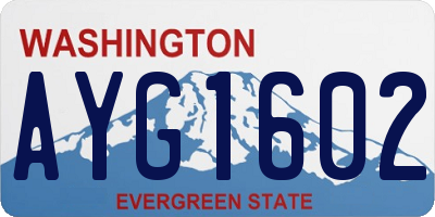 WA license plate AYG1602