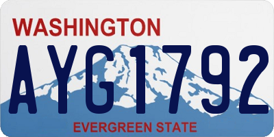 WA license plate AYG1792