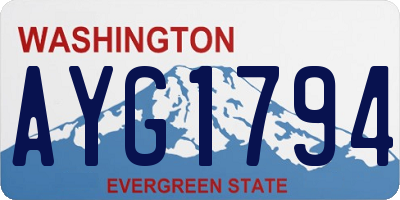 WA license plate AYG1794