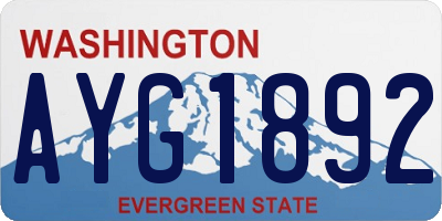 WA license plate AYG1892