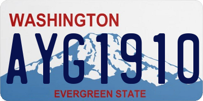 WA license plate AYG1910