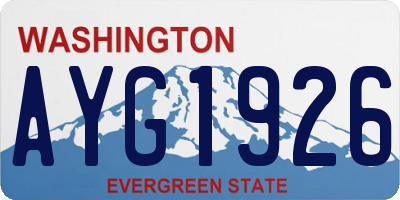 WA license plate AYG1926