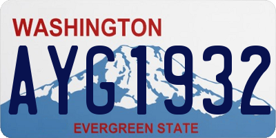 WA license plate AYG1932