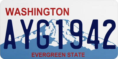 WA license plate AYG1942