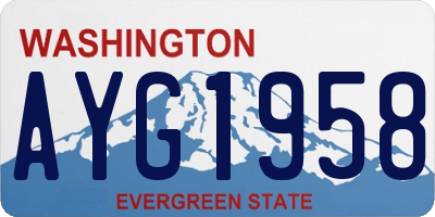 WA license plate AYG1958