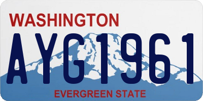 WA license plate AYG1961