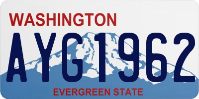 WA license plate AYG1962