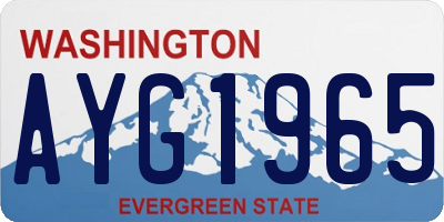WA license plate AYG1965