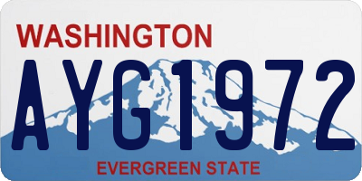 WA license plate AYG1972