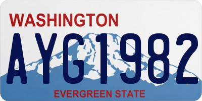WA license plate AYG1982