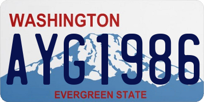 WA license plate AYG1986