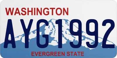 WA license plate AYG1992
