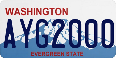 WA license plate AYG2000
