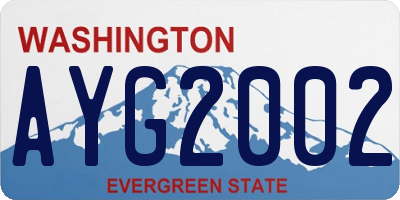 WA license plate AYG2002