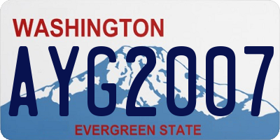 WA license plate AYG2007