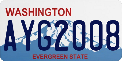 WA license plate AYG2008
