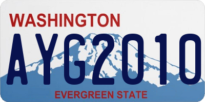 WA license plate AYG2010