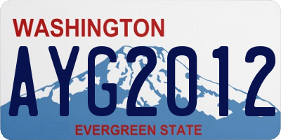 WA license plate AYG2012