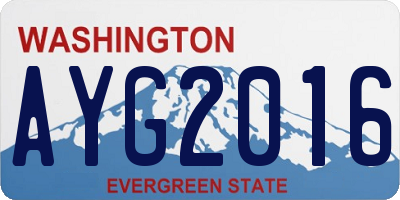 WA license plate AYG2016