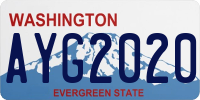 WA license plate AYG2020