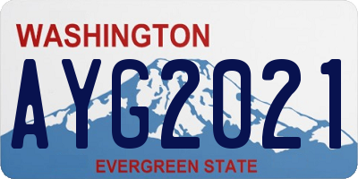 WA license plate AYG2021