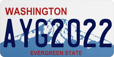 WA license plate AYG2022