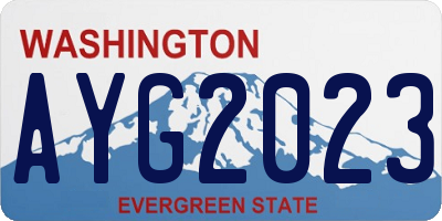 WA license plate AYG2023
