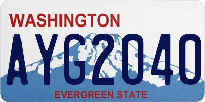 WA license plate AYG2040