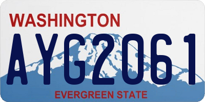 WA license plate AYG2061