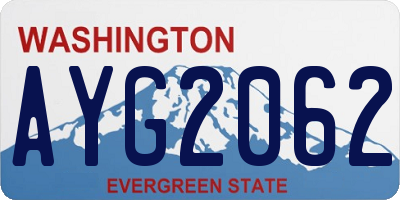 WA license plate AYG2062