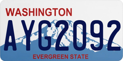WA license plate AYG2092